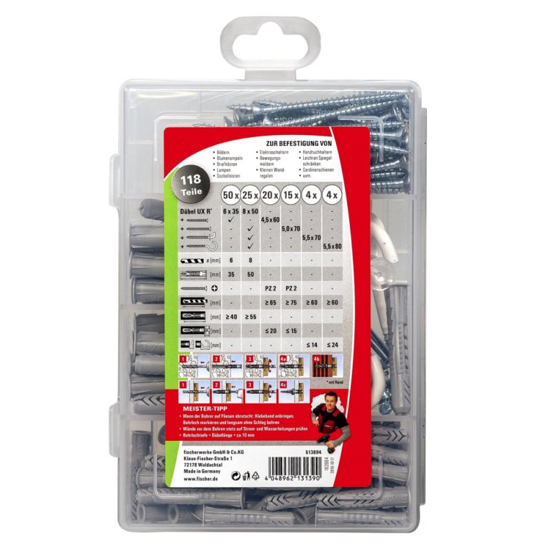 Fischer MEISTER-BOX UX 75 pièce(s) Kit de fiches murales et vis