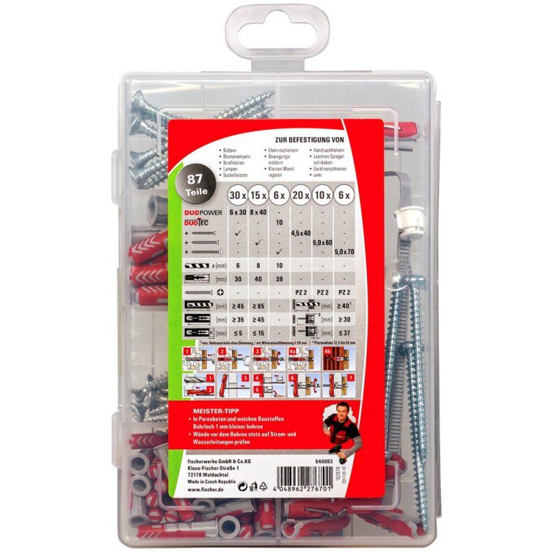 Fischer 540093 screw anchor / wall plug 45 pc(s) Screw & wall plug kit