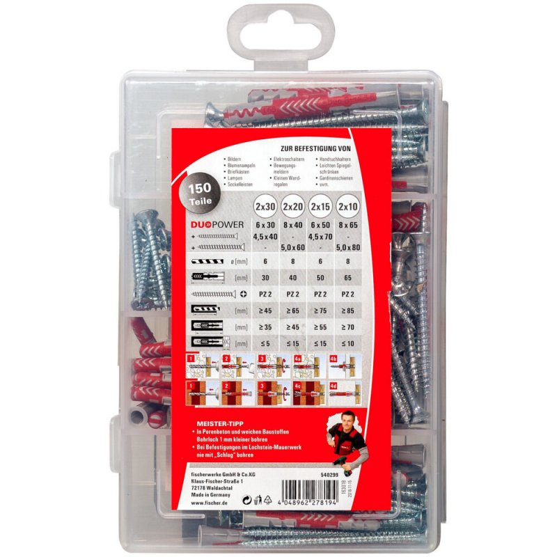 Fischer 540299 screw anchor / wall plug 150 pc(s) Screw & wall plug kit