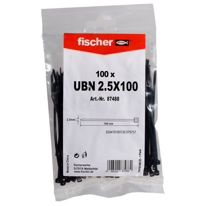 Fischer 87488 serre-câbles Attache pour câble d'échelle Nylon Noir 100 pièce(s)