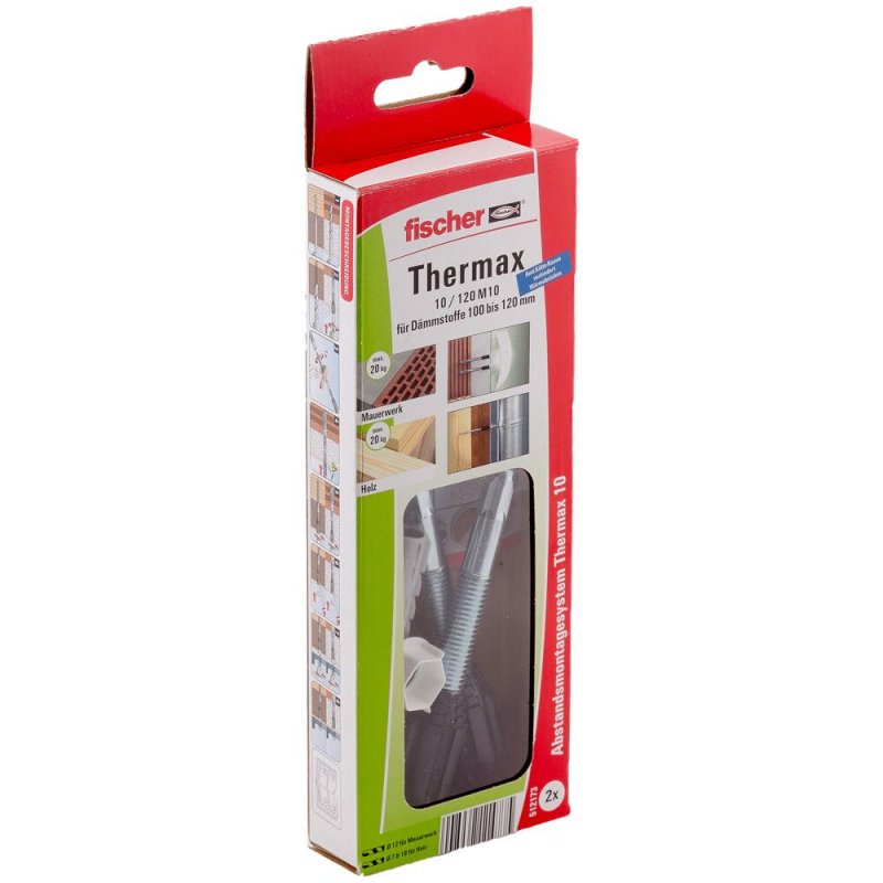 Fischer 512173 ancrage à vis et cheville murale 2 pièce(s) Kit de fiches murales et vis 70 mm