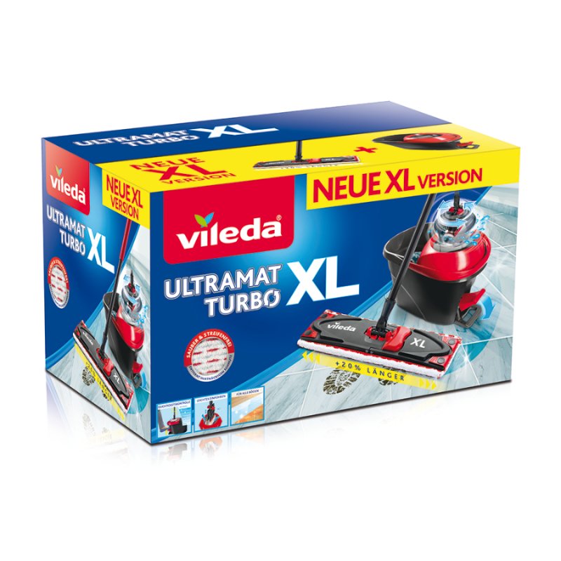 Vileda Ultramat Turbo XL balai à franges et balai-éponge Sec&humide Microfibre Noir, Rouge