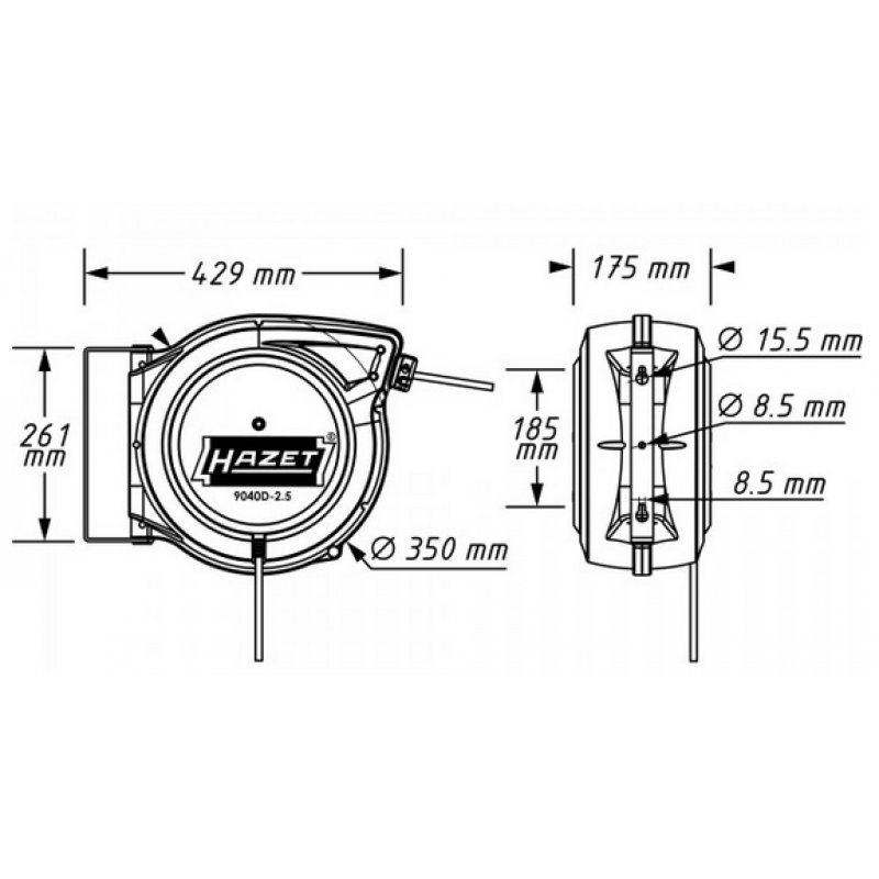 HAZET 9040D-2.5 enrouleur de câble 20 m