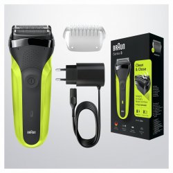 Braun Series 3 81702940 rasoir pour homme Rasoir à grille Tondeuse Noir, Vert