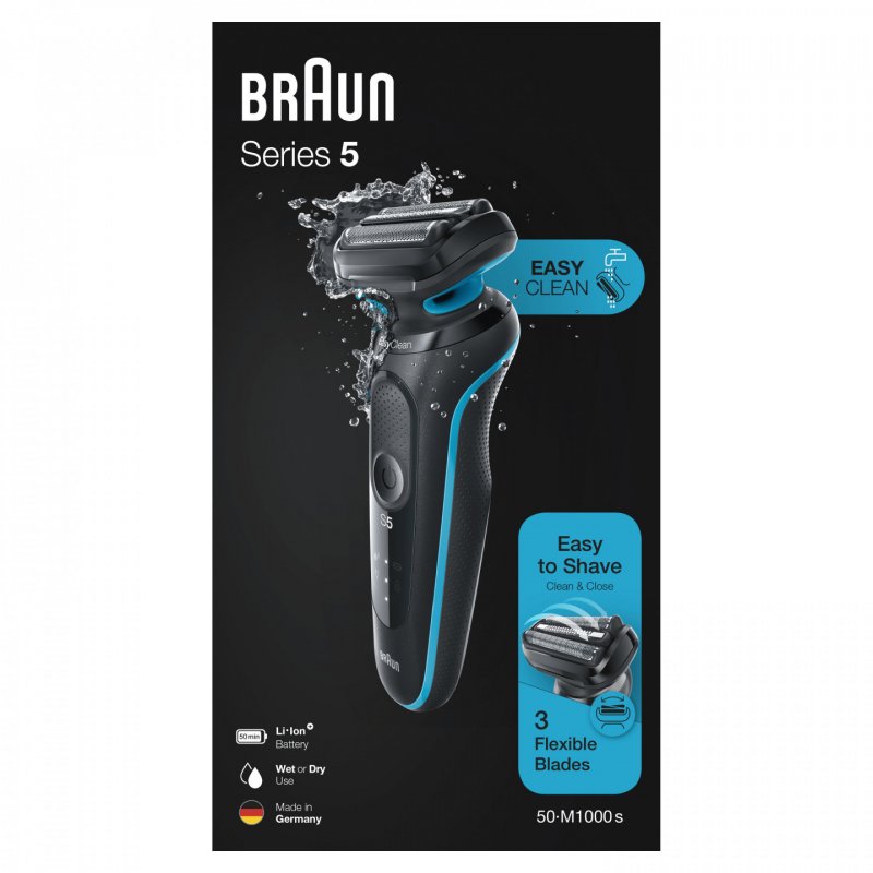 Braun Series 5 50-M1000s Rasoir à grille Noir, Bleu