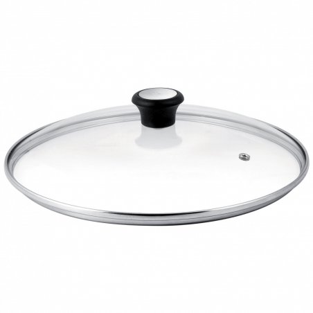 Tefal 28097912 couvercle Rond Noir, Acier, Transparent