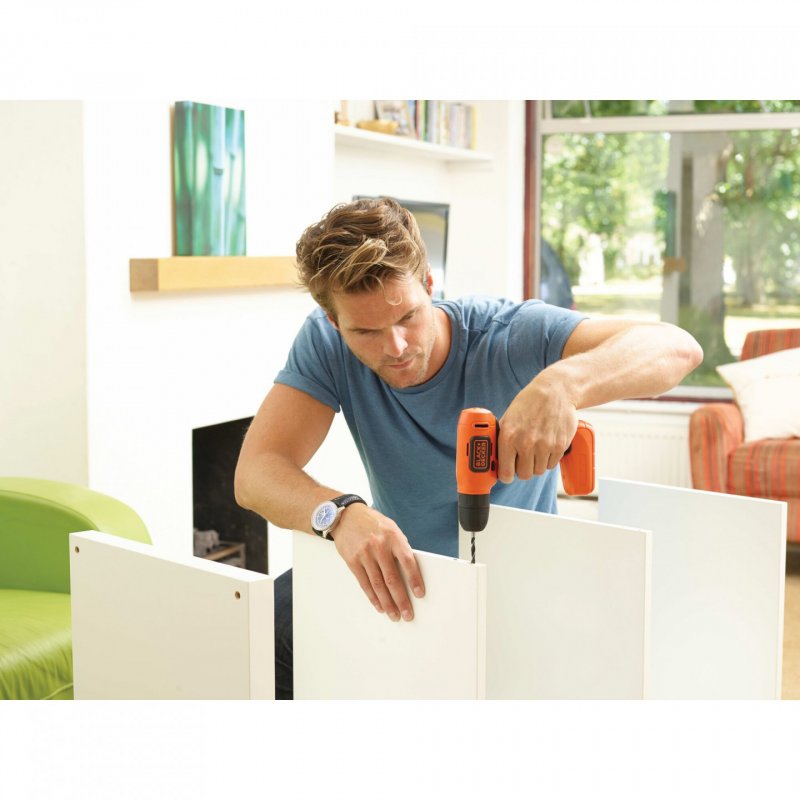 Black & Decker BDCD8-QW perceuse Sans clé Noir, Orange