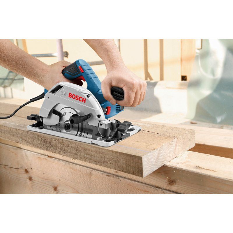 Bosch GKS 55+ GCE 16,5 cm Noir, Bleu, Rouge, Argent 4700 tr/min 1350 W