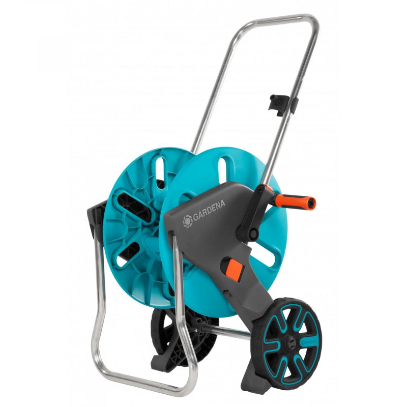 Gardena 18511-20 enrouleur de tuyau d'arrosoir de jardin Chariot sur roues Manuel Noir, Bleu, Acier inoxydable