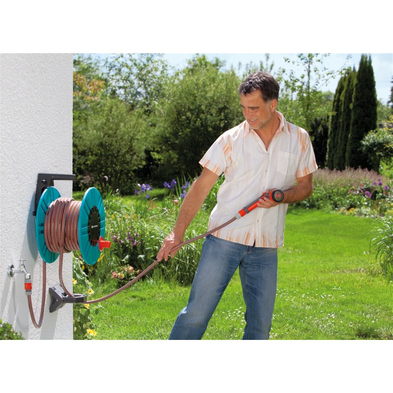 Gardena 2650-20 garden hose reel Wall-mounted reel Manual Black, Turquoise