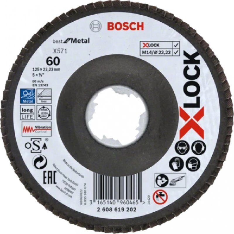Bosc X-LOCK Fächerscheibe BfM,125mm,K60 | 2608619202 gek.