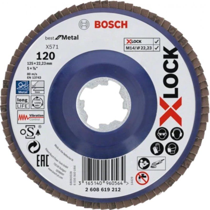 Bosc X-LOCK Fächerscheibe BfM,125mm,K120 | 2608619212 ger.