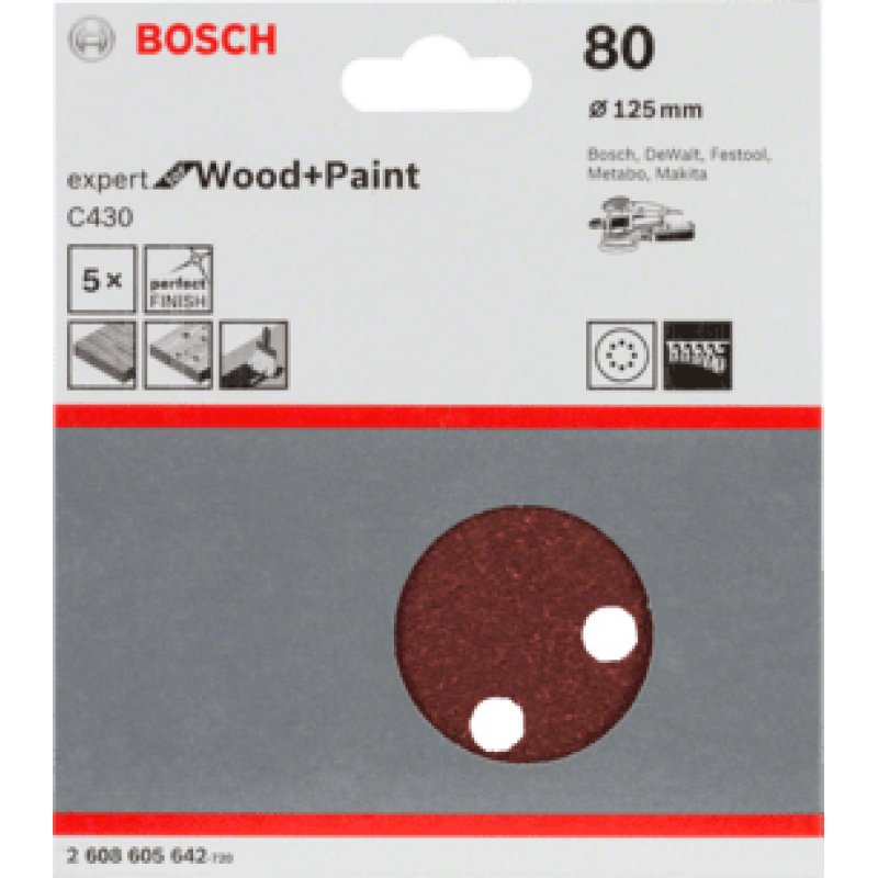 Bosc Schleifblatt EfWP,125mm,K80,5x | 2608605642