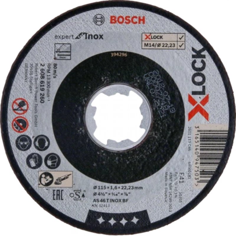 Bosc X-LOCK Trennsch.115X1,6mm Ef.INOX | 2608619260 gerade