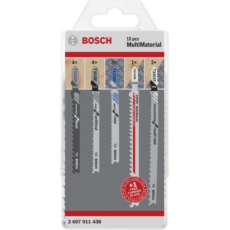 Bosch 2 607 011 438 Lame de scie sauteuse, à chantourner et sabre Lames de scie sauteuse Carbone 15 pièce(s)