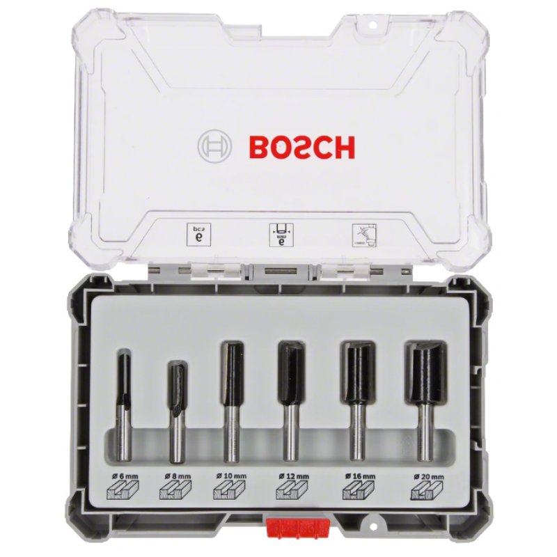 Bosc Fräsersatz 6 pcs Straight 8mm shank | 2607017466