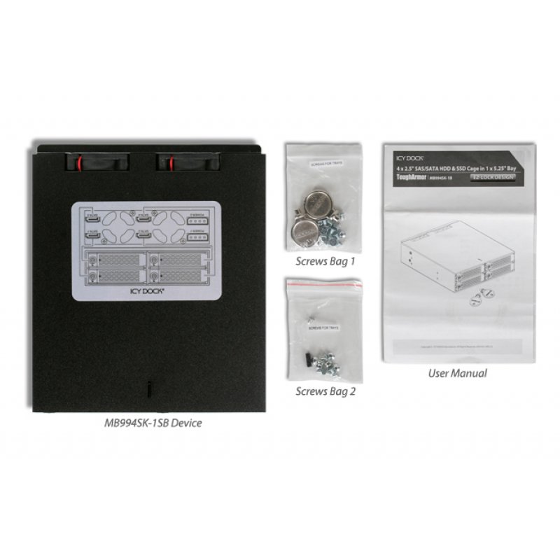 IcyDock MB994SK-1B | 4x2,5" SAS/SATA SDD/HDD - 1x5,25"
