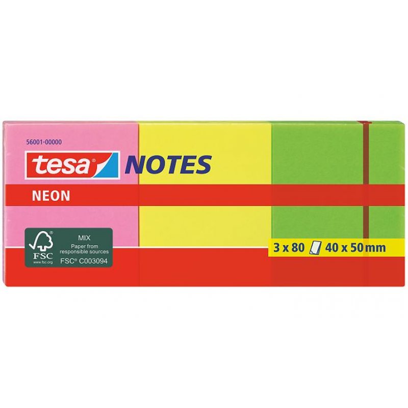 TESA 56001 note paper Rectangle Green, Pink, Yellow 80 sheets Self-adhesive