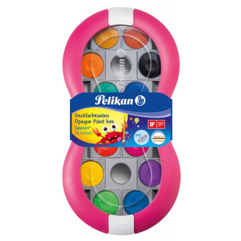 Pelikan Deckfarbkasten Space+ 24 water based paint Black, Blue, Brown, Green, Magenta, Orange, Pink, Red, Violet, Yellow