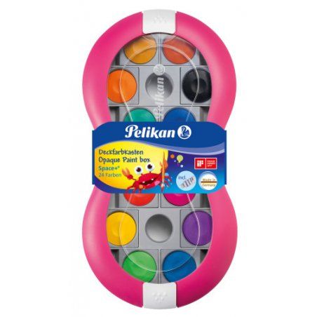 Pelikan Deckfarbkasten Space+ 24 water based paint Black, Blue, Brown, Green, Magenta, Orange, Pink, Red, Violet, Yellow