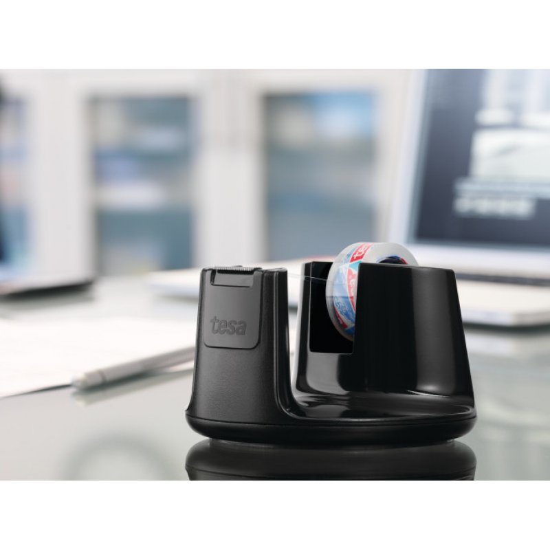 tesa Tischabroller Easy Cut Compact   bk | schwarz+1 Rolle tesafilm® kristall-klar