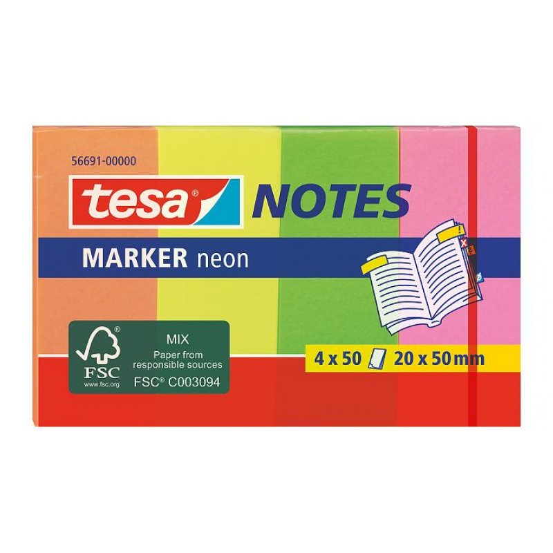 TESA 56691 Post-it Rectangle Multicolore 50 feuilles Auto-adhésif