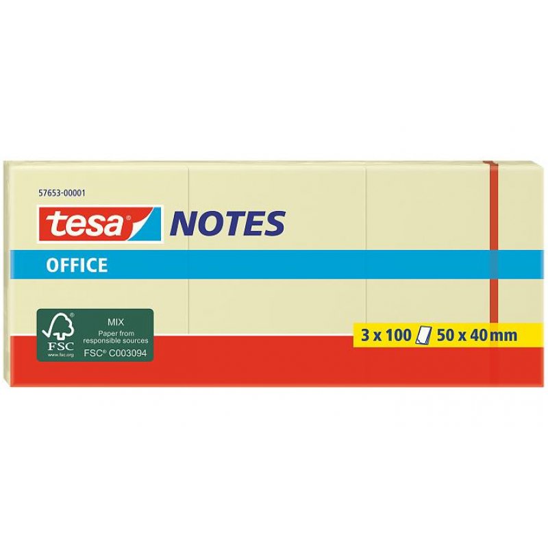 TESA 57653-00001-05 note paper Rectangle Yellow 100 sheets Self-adhesive