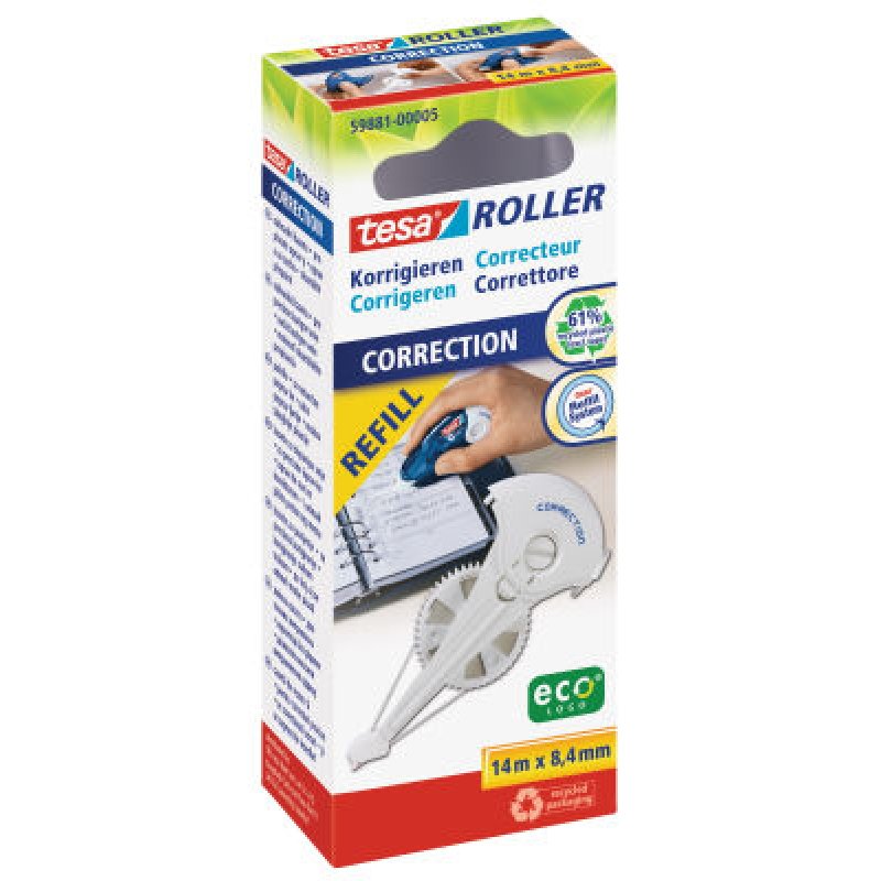 tesa Roller Korrigieren ecoLogo Nachfüll | Nachfüllkassette 14mx4,2mm