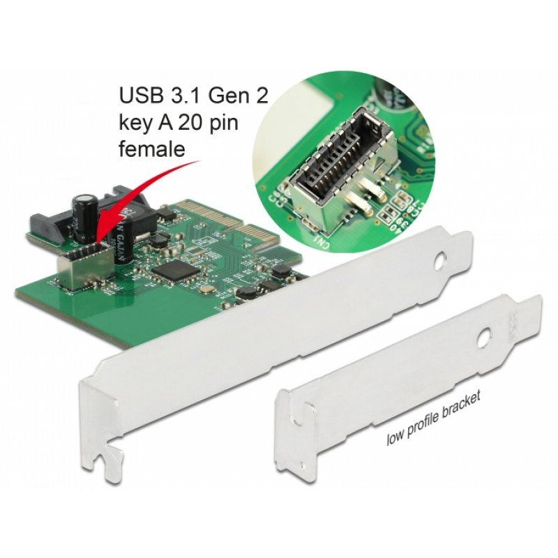 DeLOCK PCIe Karte1xint. USB 3.2Gen 2Key