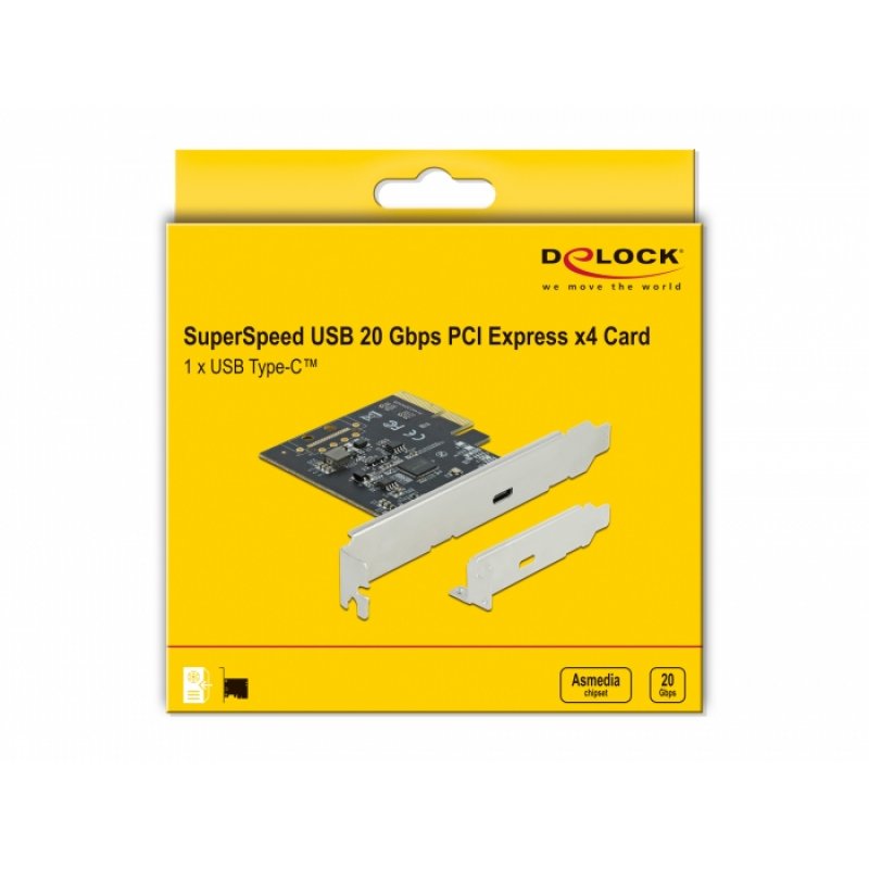 DeLOCK Carte PCI Express x4 vers 1 x externe SuperSpeed USB 20 Gbps (USB 3.2 Gen 2x2) USB Type-C™ femelle