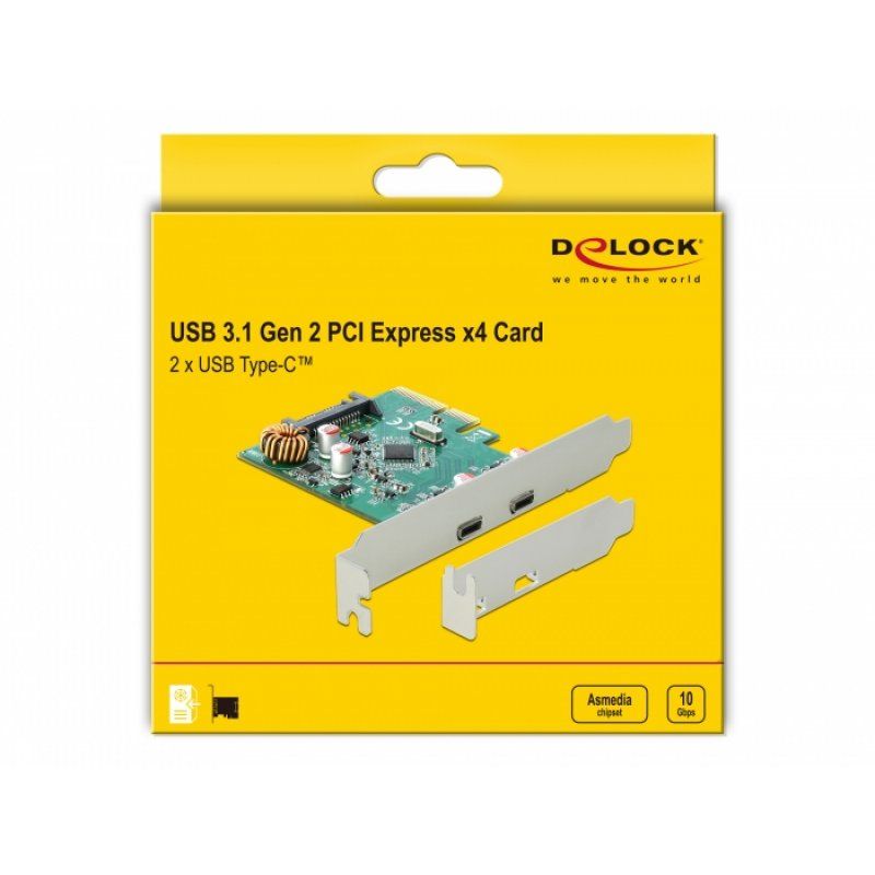 DeLOCK PCIe x42xext SuperS. USB 10Gbps | (USB 3.1 Gen 2) USB Type-C Buchse