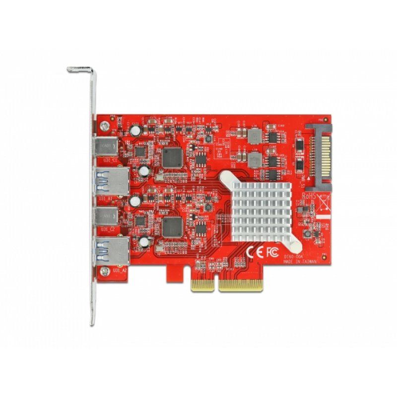 DeLOCK PCIe x4SuperS USB+2xUSB-A+USB-C | USB 10 Gbps // Dual Channel