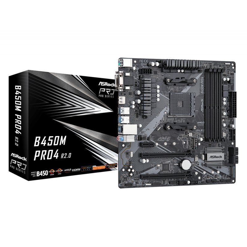 STOCK1 - Asrock B450M Pro4 R2.0 AMD B450 Emplacement AM4 micro ATX