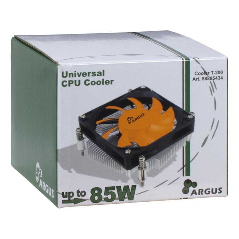 Inter-Tech Argus T-200 Processor Cooler 8 cm Black, Orange