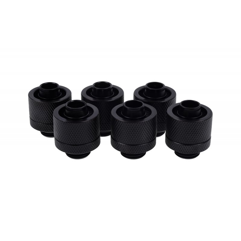 Alphacool compatible Eiszapfen 16/10mm Anschraubtül | G1/4 - Deep Black Sixpack - 1011163