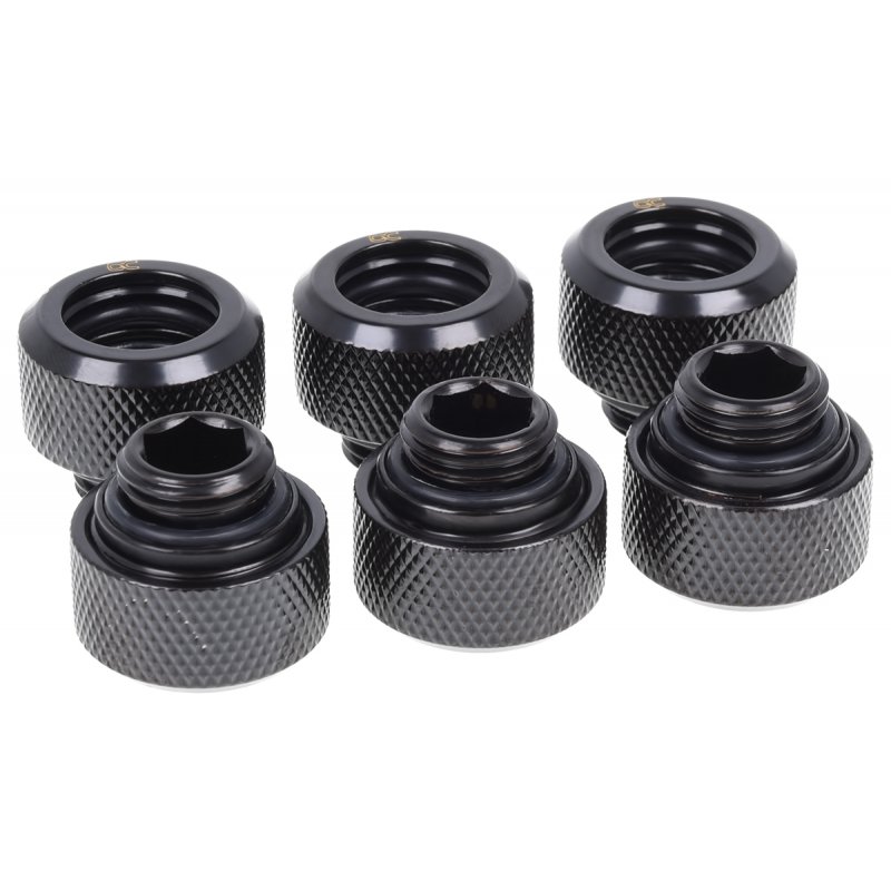 Alphacool compatible Eiszapfen 13mm HT Tülle 6/P bk | G1/4 Deep Black Sixpack - 1012836