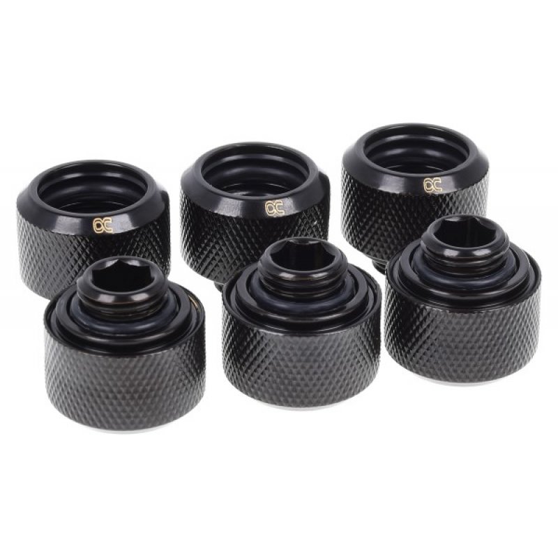 Alphacool compatible Eiszapfen 16mm HT Tülle 6/P bk | G1/4 Deep Black Sixpack - 1012838