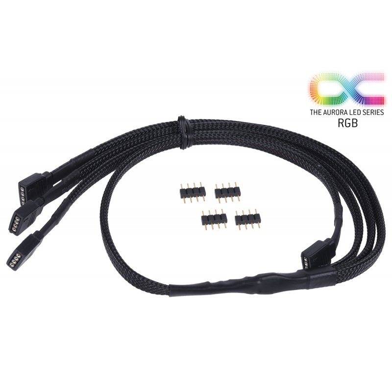 Alphacool compatible Y-Kabel RGB 4pol auf 3x 4pol | 60cm inkl. Stecker - Schwarz   1013985