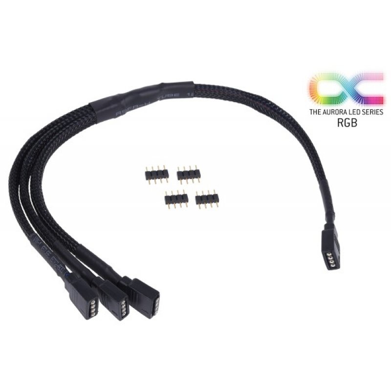 Alphacool compatible Y-Kabel RGB 4pol auf 3x 4pol | 30cm inkl. Stecker bk  1013984
