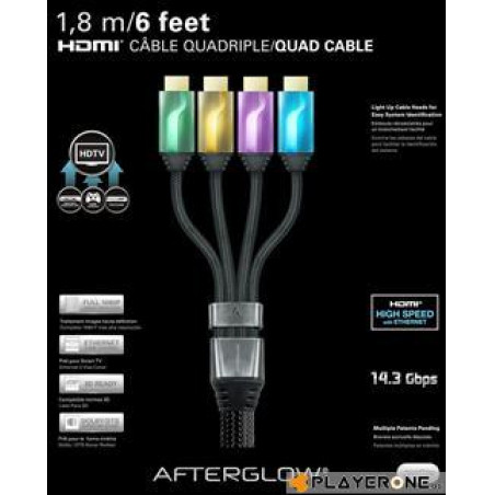 PDP - Afterglow - Cable HDMI Quadriple 1.80 M - GREEN/ORAN./PURP./BLUE