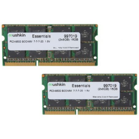 Mushkin SO-DIMM 16GB DDR3 Essentials module de mémoire 16 Go 2 x 8 Go 1066 MHz