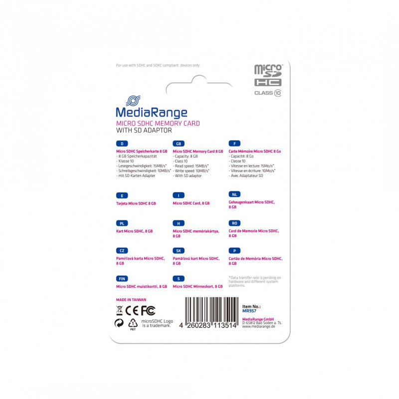 microSD 8GB       +1Ad Cl10 SDHC     MRA