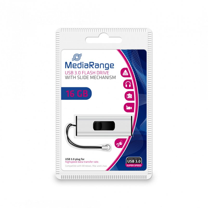 Mediarange Flash-Drive 16GB     sr/bk U3 | MR915