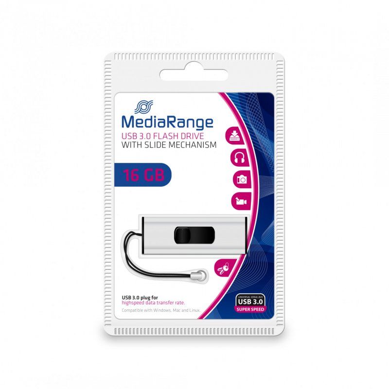 STOCK2 -MediaRange MR915 lecteur USB flash 16 Go USB Type-A / Micro-USB 3.2 Gen 1 (3.1 Gen 1) Noir, Argent