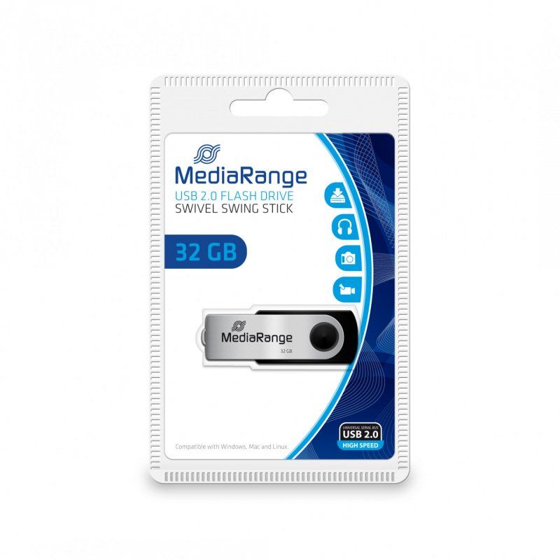STOCK1 - MediaRange MR911 lecteur USB flash 32 Go USB Type-A / Micro-USB 2.0 Noir, Argent