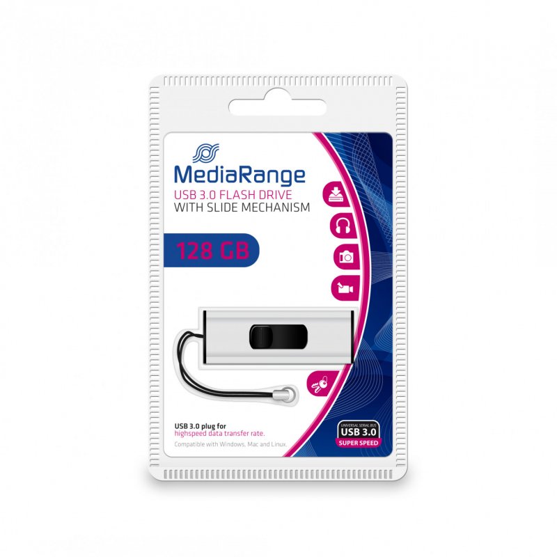 Mediarange Flash-Drive 128GB    sr/bk U3 | MR918