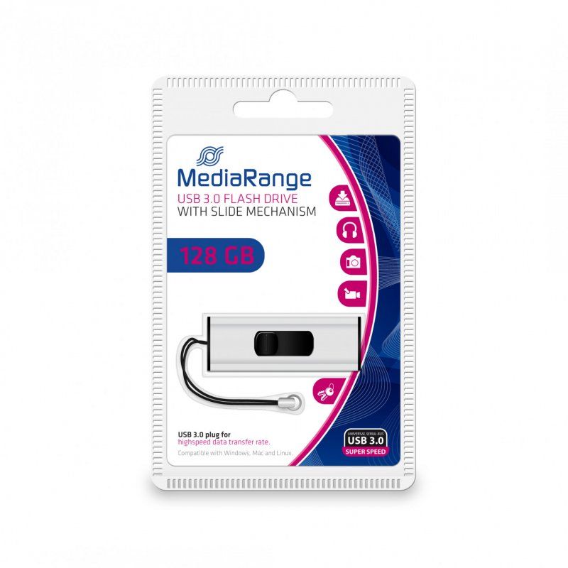 STOCK3-MediaRange MR918 lecteur USB flash 128 Go USB Type-A / Micro-USB 3.2 Gen 1 (3.1 Gen 1) Noir, Argent