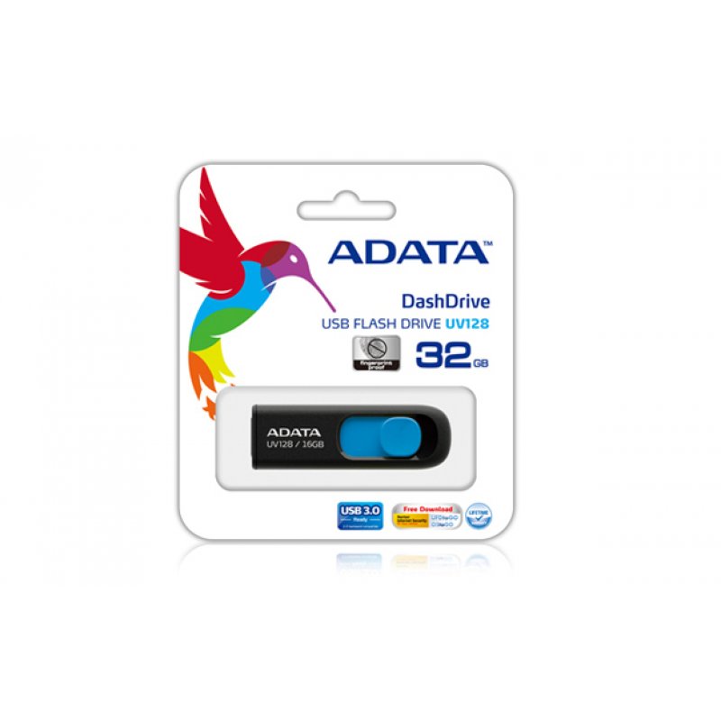 ADATA DashDrive UV128 128GB USB flash drive USB Type-A 3.2 Gen 1 (3.1 Gen 1) Black, Blue