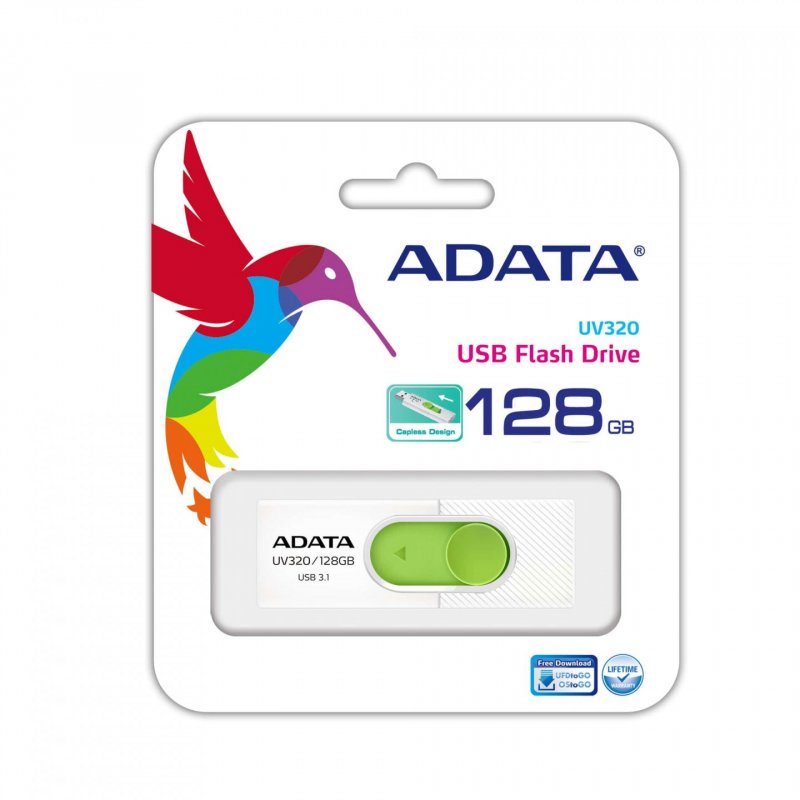 ADATA UV320 lecteur USB flash 128 Go USB Type-A 3.2 Gen 1 (3.1 Gen 1) Vert, Blanc