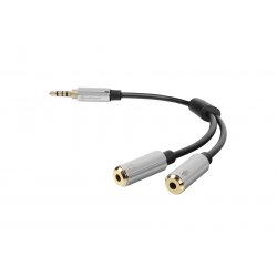 Sharkoon 0.12m, 3.5mm/2x3.5mm audio cable Black, Silver